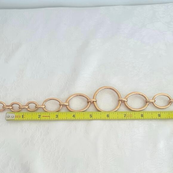 MILOR ITALY BRONZE Large Graduated Circle Link Necklace Signed Gold Tone - Picture 8 of 8